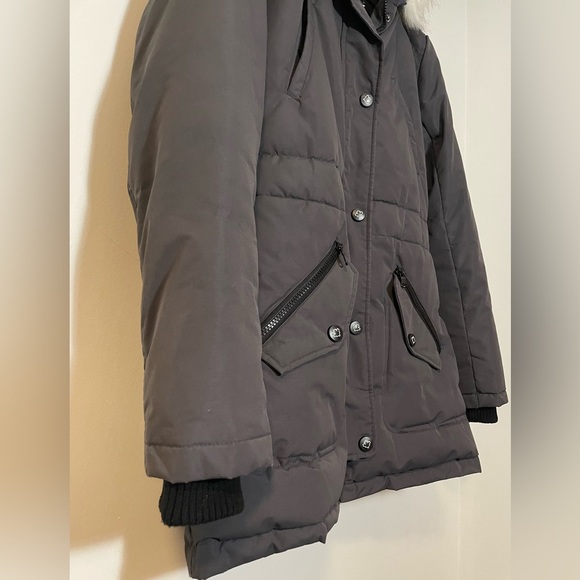 HFX Halifax Traders Gray Parka Puffer Coat with Faux Fur Removable Hood Size S - Picture 6 of 14